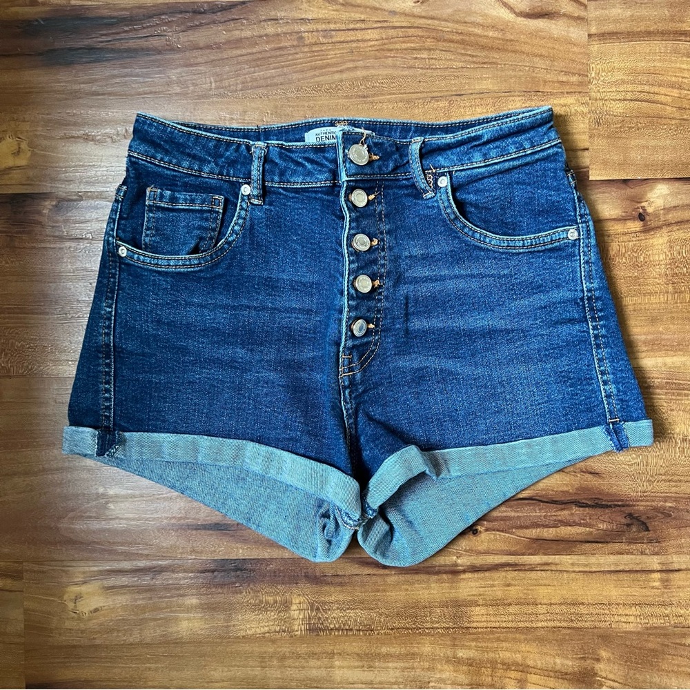 Zara high rise button fly jean shorts